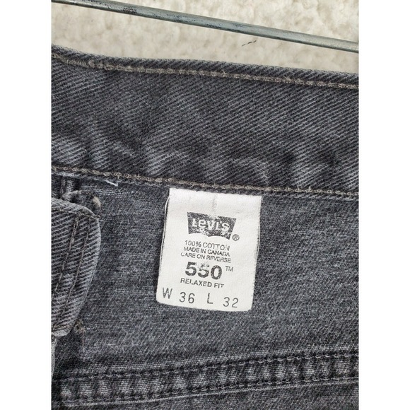 Vtg Y2K Levis 550 Black Jeans Mens 36x32 Relaxed Loose Hi Rise Canada (33x30.5) - Picture 2 of 16